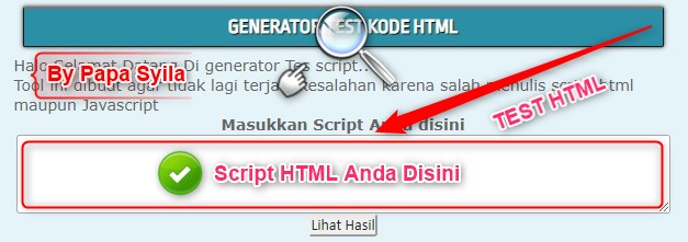 GENERATOR TEST KODE HTML, JAVASCRIPT DAN PHP